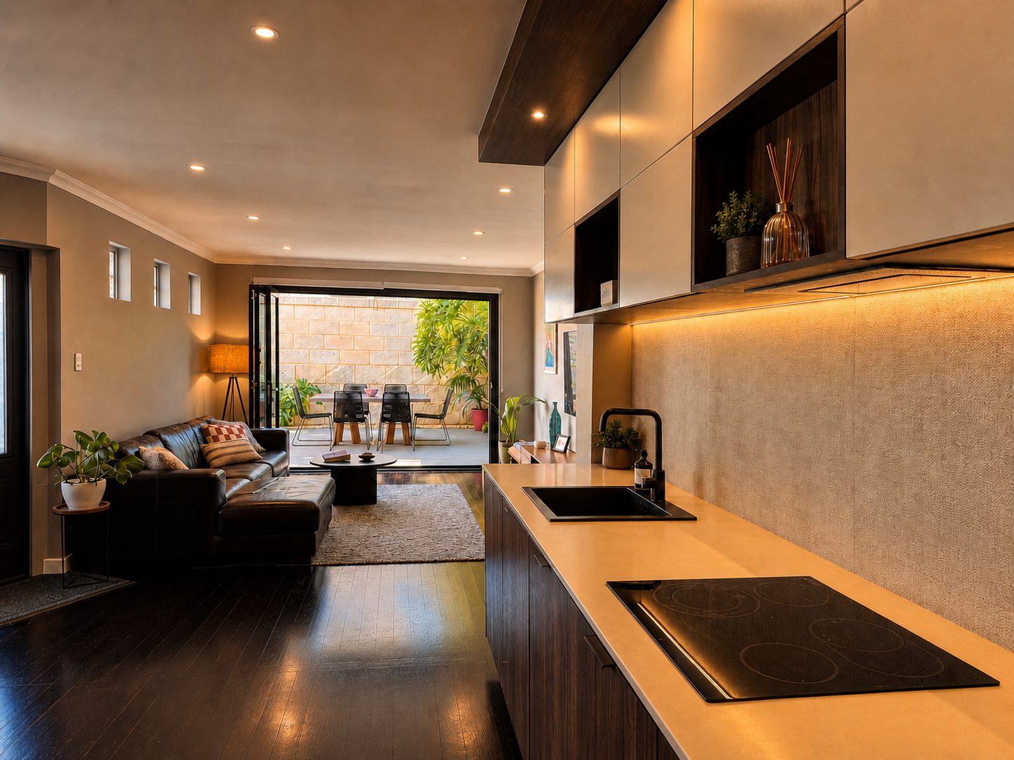 Front Residence kitchen and living